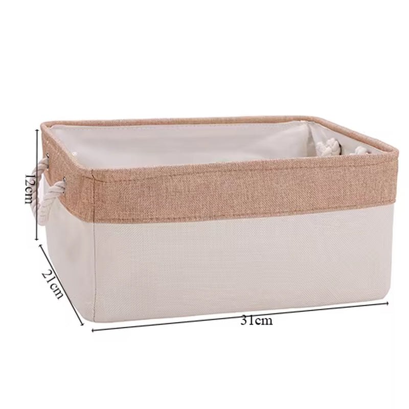 Cesta de Almacenamiento Plegable de Lino y Algodón – Organizador Multiusos para Ropa, Juguetes o Lavandería