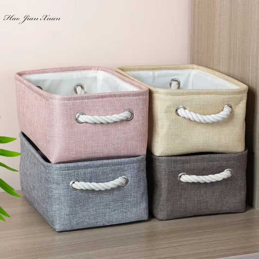 Cesta de Almacenamiento Plegable de Lino y Algodón – Organizador Multiusos para Ropa, Juguetes o Lavandería