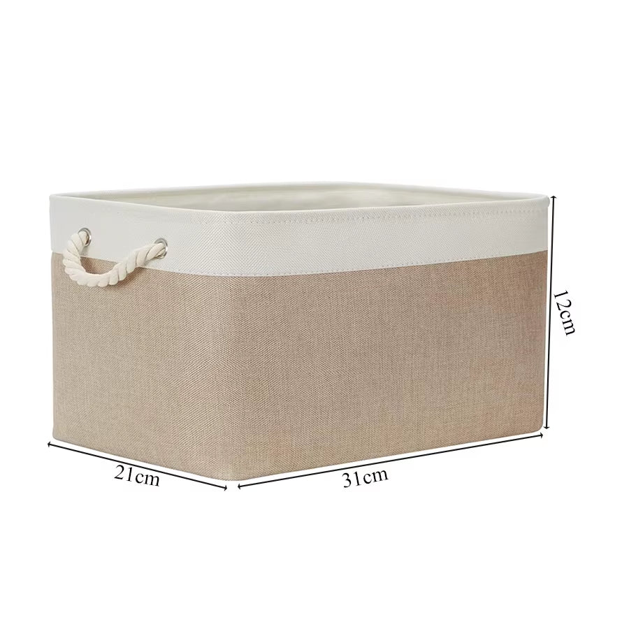 Cesta de Almacenamiento Plegable de Lino y Algodón – Organizador Multiusos para Ropa, Juguetes o Lavandería