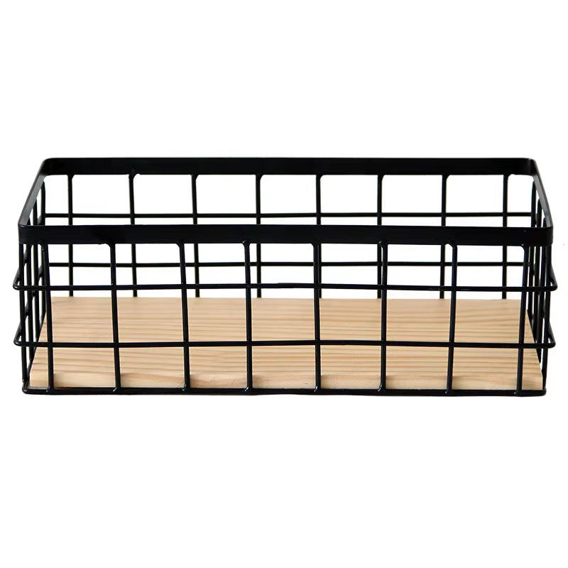 Cesta de Almacenamiento de Hierro Forjado – Organizador Decorativo para Cocina, Baño o Escritorio