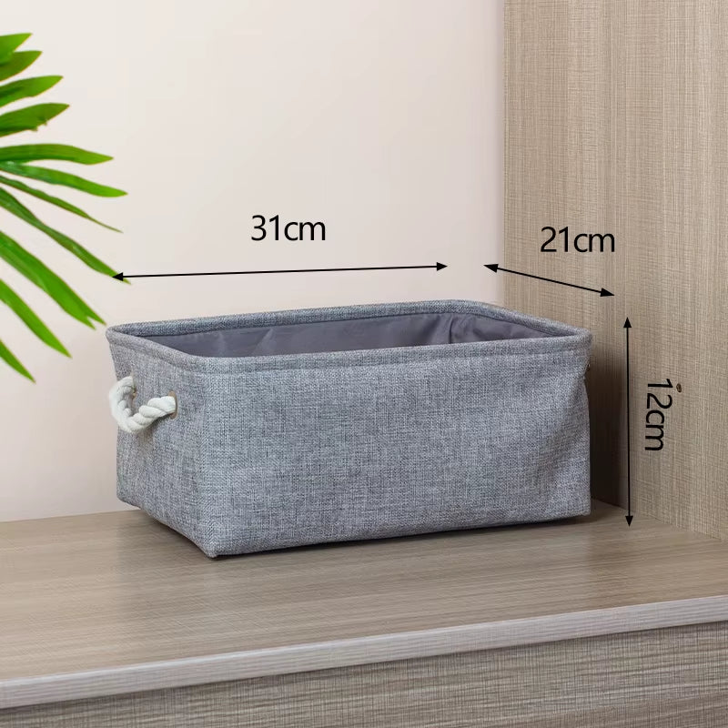 Cesta de Almacenamiento Plegable de Lino y Algodón – Organizador Multiusos para Ropa, Juguetes o Lavandería